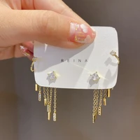 origin summer gold color metal long tassel dangle earring for women girls bling bling rhinestone earring jewelry pendientes