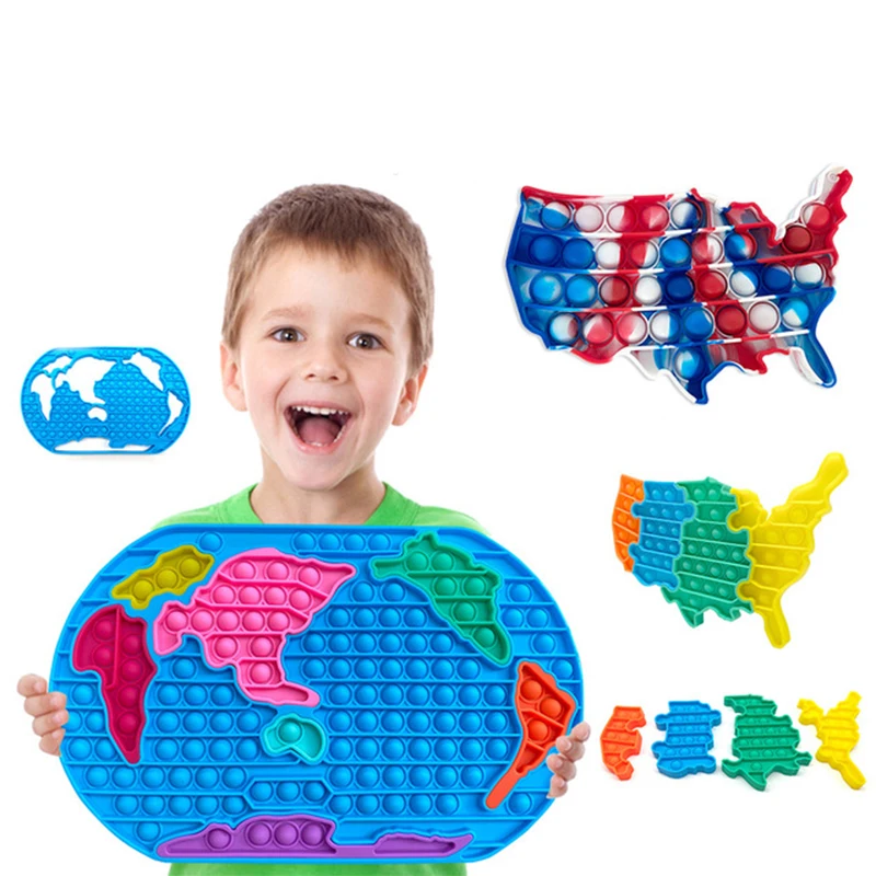 

30cm Fitget Toys World Map New Push Bubble Relieve Autism Stress Reliever Puzzle Desktop Toys For Adult Children Hotsell