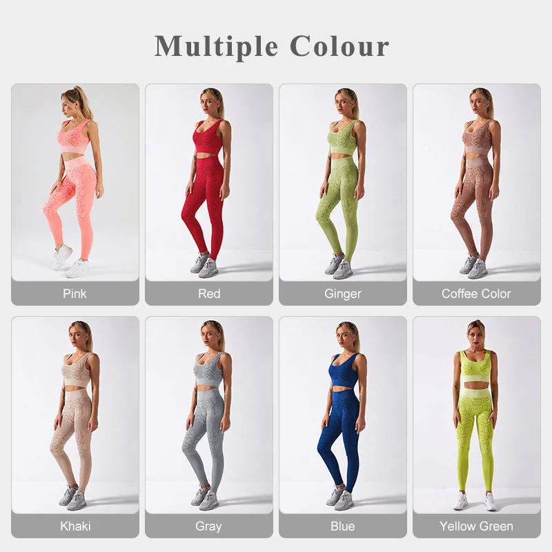 

YOSOEY 2pcs Seamless Women Yoga Sets Serpentine Female Sportswear High Waist Leggings Sexy Sports Bra Gym Fitness Clothing Suits