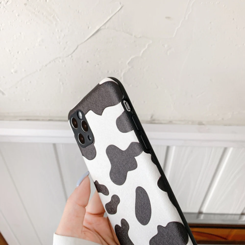 

2021 Popular Cow Milk Black White Silicone Soft Phone Back Cover For iPhone 11 Pro Max XS Max XR X 7 8 6 6S Plus 5S SE 5 7Plus