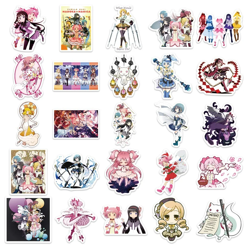 Pegatinas de Puella Magi Madoka Magica, figura de Anime de TV, Catoon Kaname, Maleta bonita para port&aacute;til, maleta para tel&eacute;fono, juguete de decoraci&oacute;n DIY, 50 Uds.-3