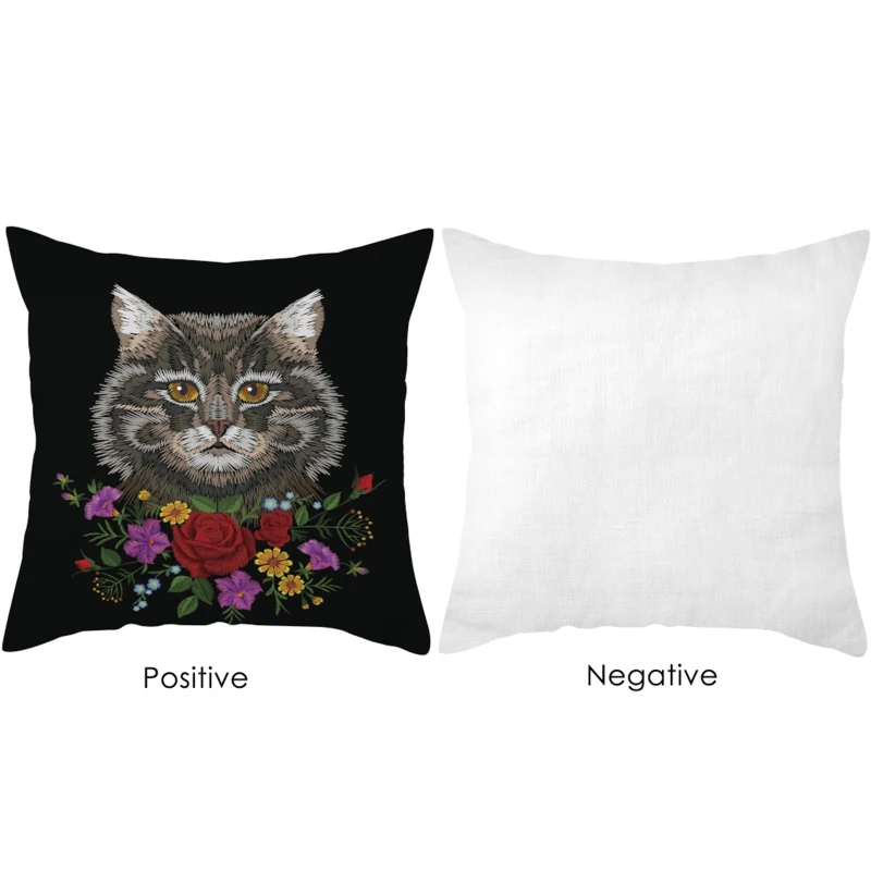 

Black Decorative Pillow Cases Animal Dog Cat Rabbit Flamingo Throw Pillows For Bed Sofa Chair Car Seat Cushion Cover Almofada