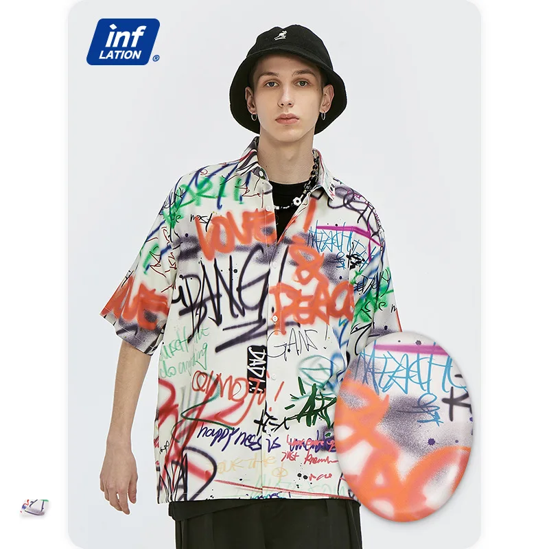 

| 2021 summer in Europe and the new English version of the full digital printing leisure personality joker men's shirts