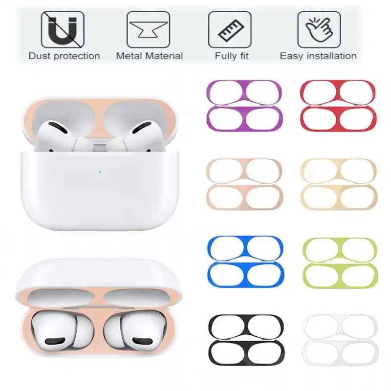 

Metal Dust Guard Sticker Case for Apple Airpods Pro Earphone Cover for Airpods 3 Air Pods 3 2 Headphone Charging Box Accessories