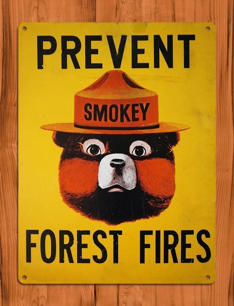 Smokey the Bear Tin Sign Rustic Fire Prevent Psa Forest Wall Decor