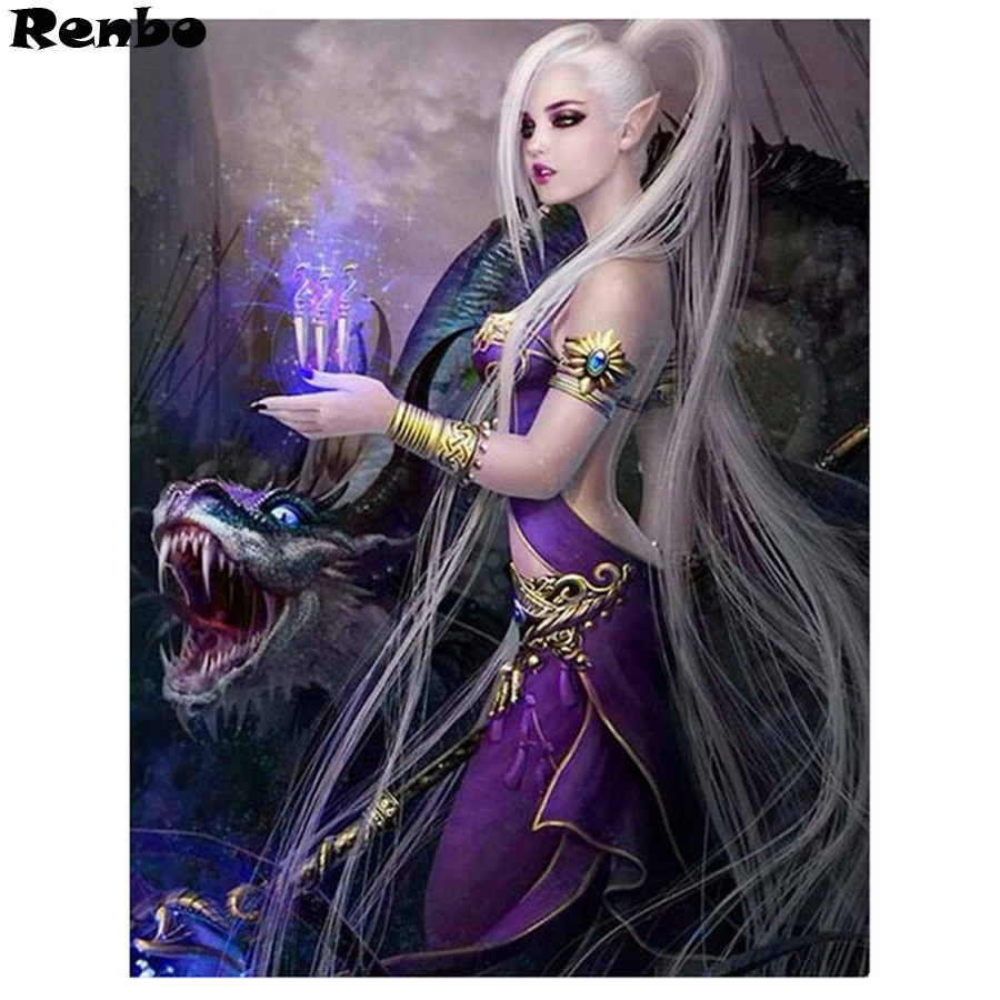 

Full round square Diy 5d Diamond Painting Diamond Embroidery Dragon beauty anime mosaic diamond picture rhinestones painting