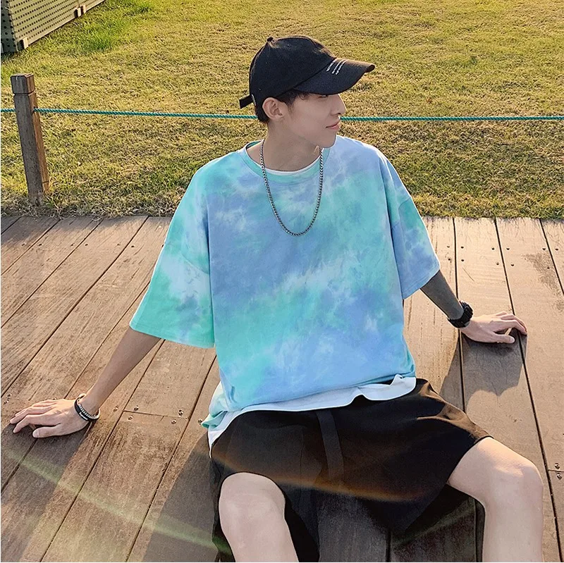 

Hot Sales iiDossan Simple Cotton Tie-dye T-Shirts Men Tops Summer Hiphop Tops Quality Casual Men running Streetwear Clothes