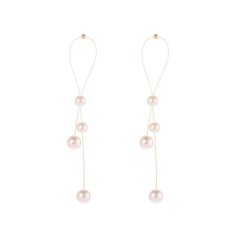 Женские длинные серьги с жемчугом элегантные подвески со змеиной цепочкой и