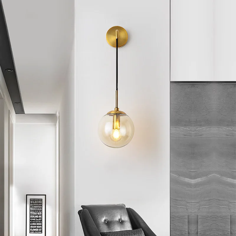 Nordic Стекло мяч светодиодный подвесной светильник ing кожаные ремни с