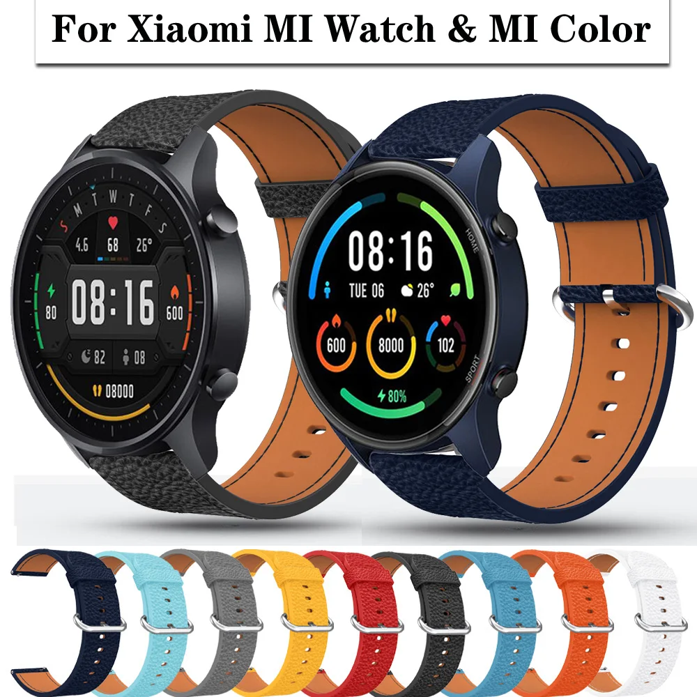 

For Xiaomi MI Watch Strap Genuine Leather Band Replacement Classic Buckle Bracelet Belt 22mm Watchbands For MI Watch Color