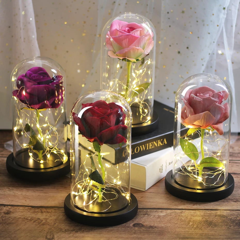 Immber Flora светящийся купол Красавица и Чудовище Роза светодиодный вечный Цветок День святого Валентина подарки на день рождения домашние вечерние Dekoration