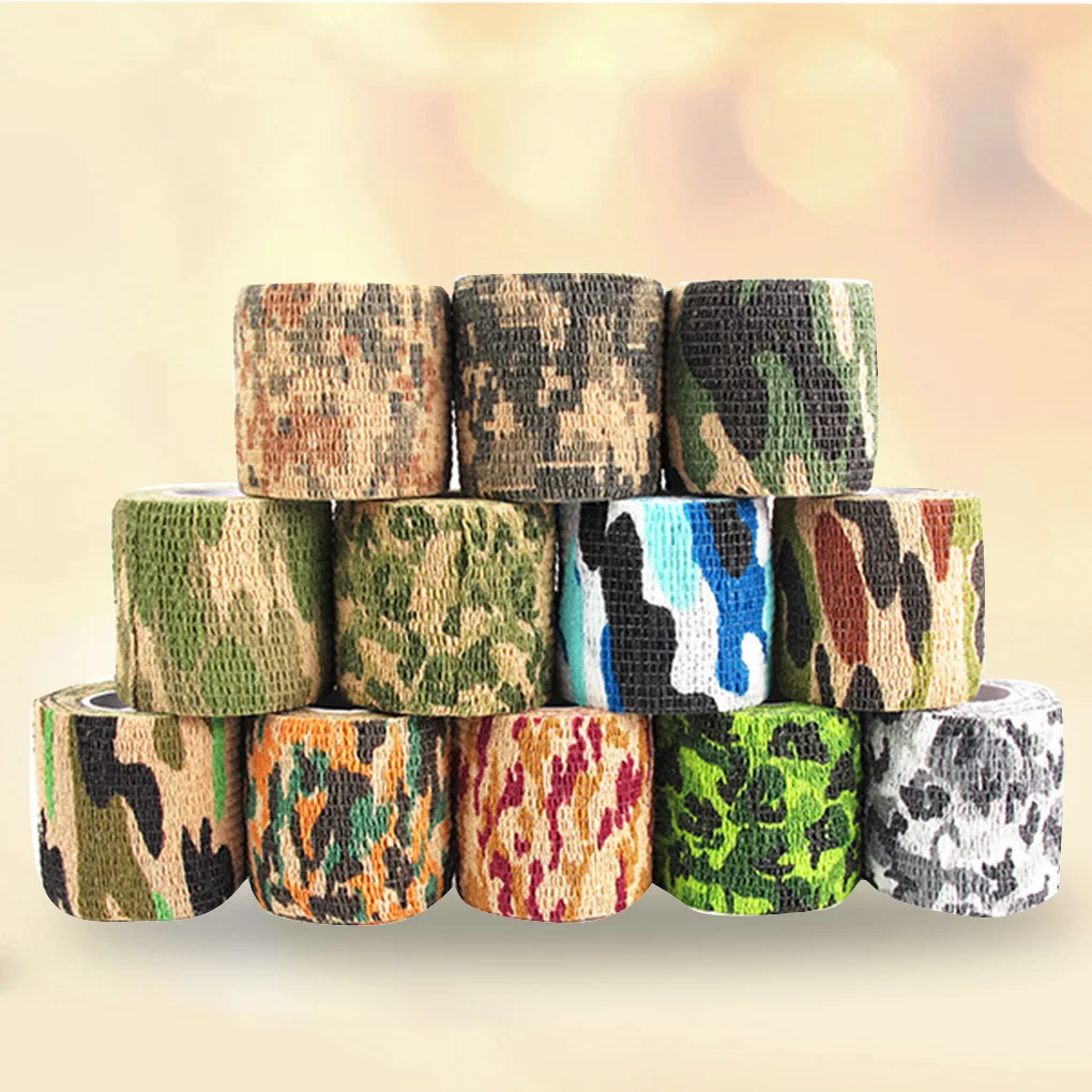 

Camo Guise Tape Outdoor CS Mask Sports Ankle Bracers Protection Finger Camouflage Self-Adhesive Bandage Flex Elastic Non-Woven