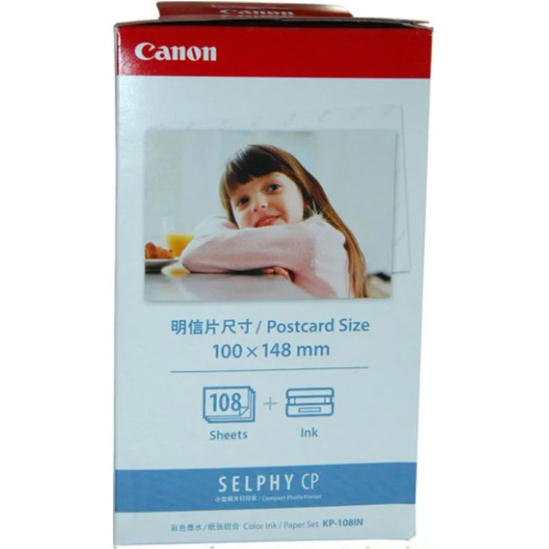 KP-108IN 100*148mm Photo Papers and 3 Ink Cartridge for Canon Selphy CP Series Photo Printer CP800 CP910 CP1200 CP1300