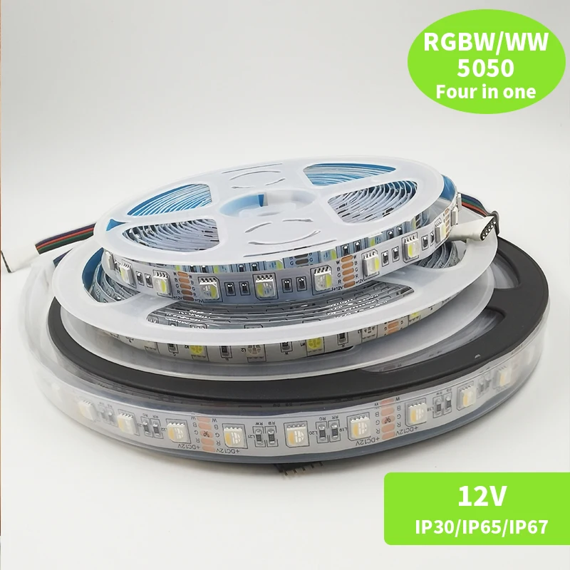 

HUAL 5M 300leds DC 12V RGBWW/W 4 color in 1 led chip 60Leds/m Waterproof IP30/65/67 5050 SMD flexible LED Strip light