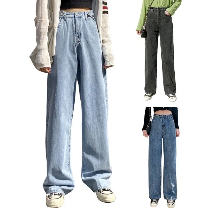 

Women High Waist Baggy Jeans Wide Leg Loose Denim Long Pants Harajuku Streetwear