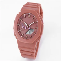 sports quartz digital waterproof mens 2100 watch with led dual display world time high quality orange