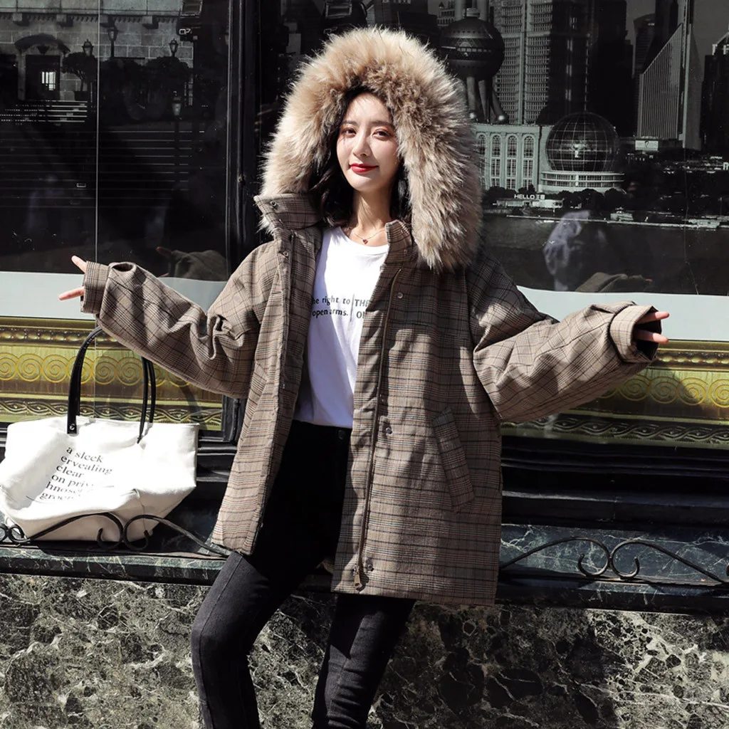 Женская свободная куртка с капюшоном теплая хлопковая парка оверсайз для осени и