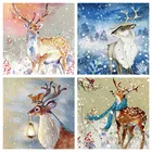 Новинка, квадратнаякруглая бриллиантовый рисунок Рождество, алмазная вышивка с оленем, снег, вышивка крестиком, комплект для животных для рукоделия, настенное искусство