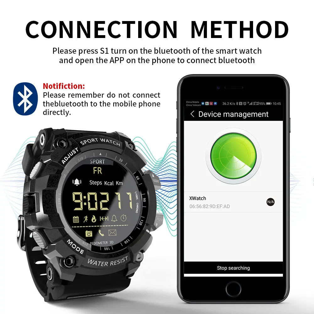 Спортивные Смарт-часы LOKMAT водонепроницаемые до 50 м с Bluetooth напоминанием о звонках