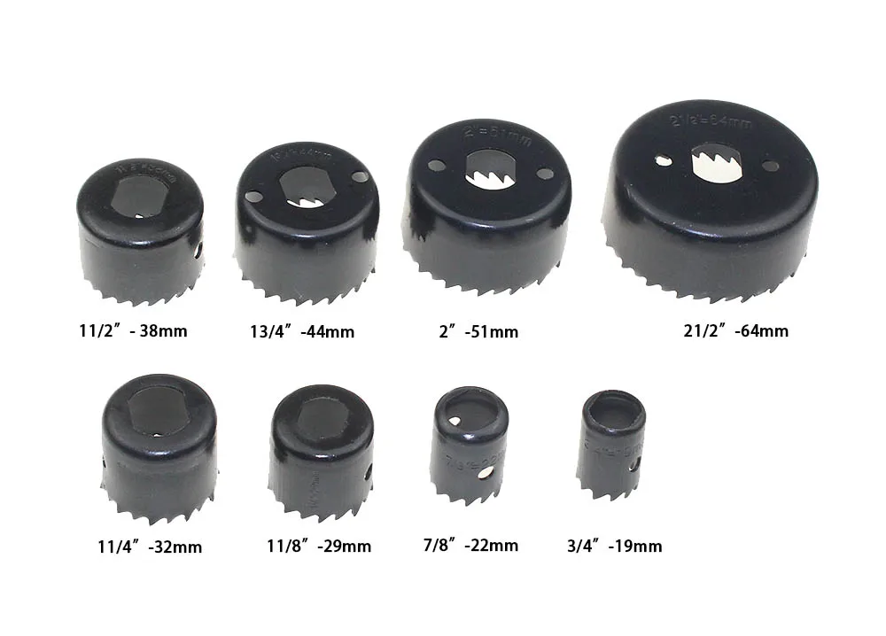 

11Pcs Carbide Tip HSS Drill Bit Saw Set Metal Wood Drilling Hole Cut Tool 19/22/29/32/38/44/51/64mm