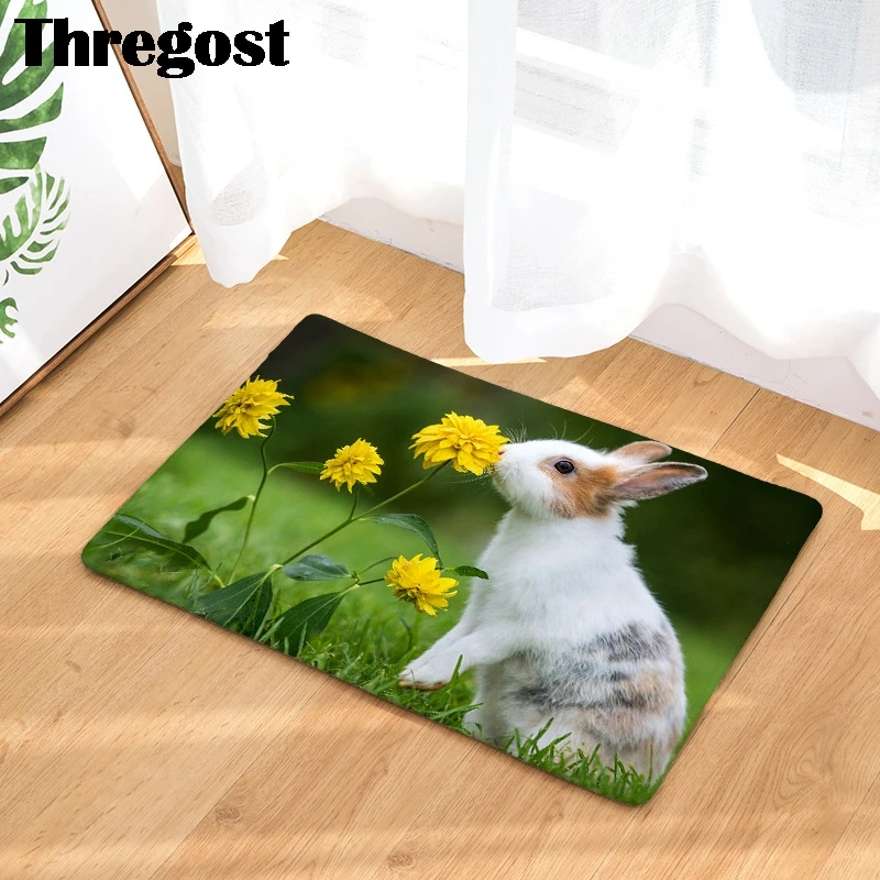 Одежда с принтом животными рисунком кролика приветствуем коврики для передней