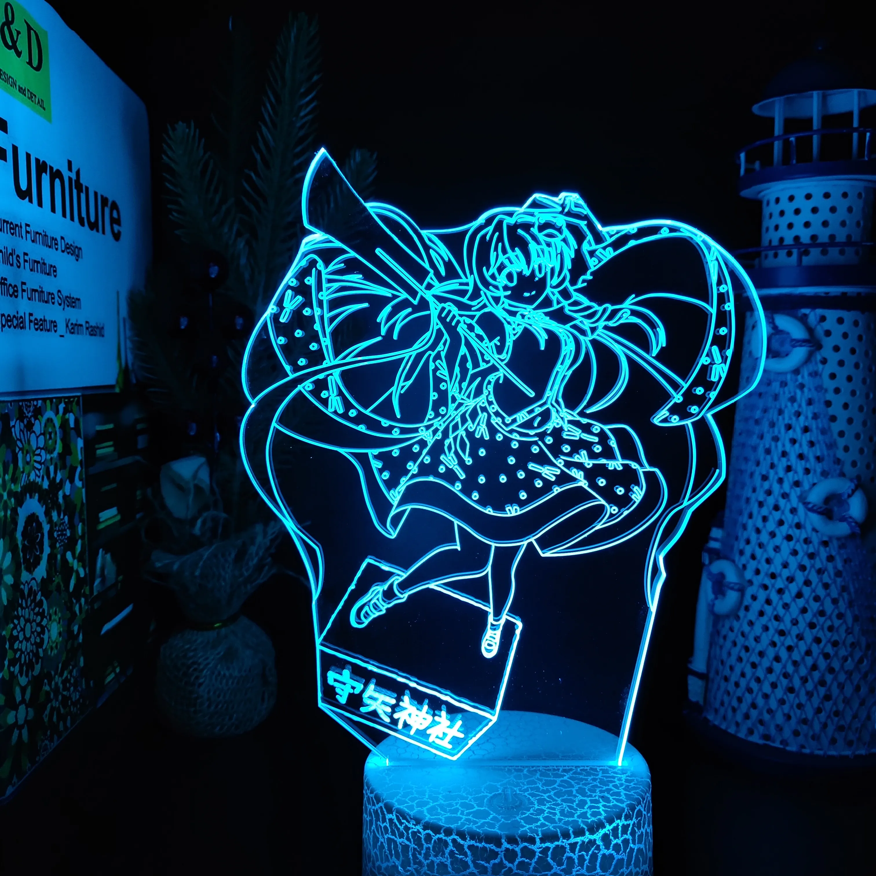 3D светодиодный ночсветильник в стиле аниме Project Kotiya Sanae детский для девочек
