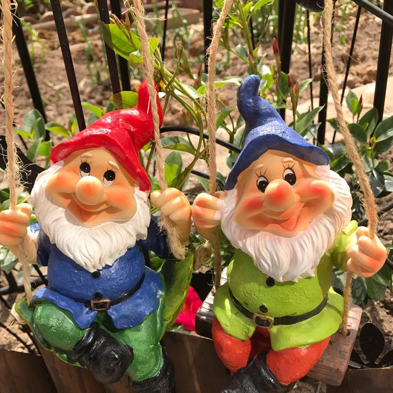 

European Garden Resin Dwarf Ornaments Outdoor Lawn Aerial Hanging Statues Crafts Courtyard Park Villa Home Figurines Decoartion