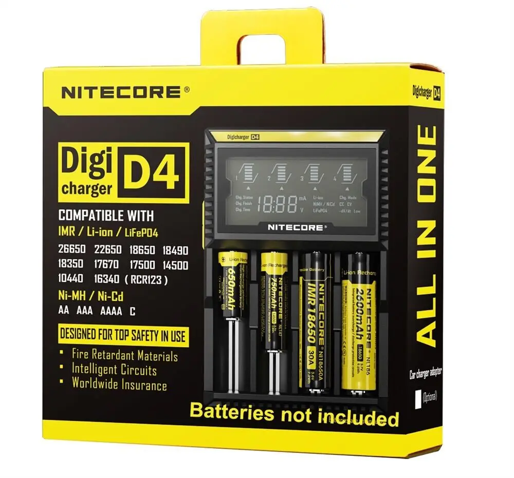 Оригинальное зарядное устройство Nitecore D4 ЖК-дисплей умная Зарядка для