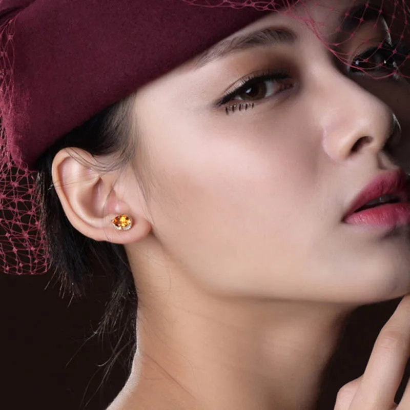 Черный Ангел высокое качество роскошь цитрин серьги со шпилькой для женщин 925