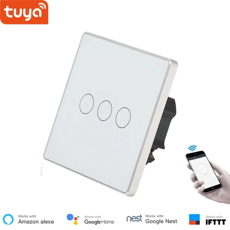Tuya Smart Zigbee UK сенсорный настенный выключатель 1/2/3 Gang светильник переключатель
