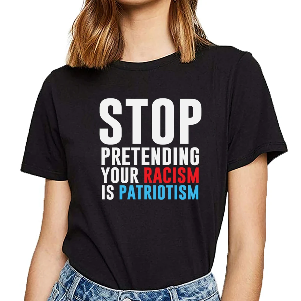 

Женская Винтажная футболка с надписью «прекратите притвор вашему raзму-патриотизм»