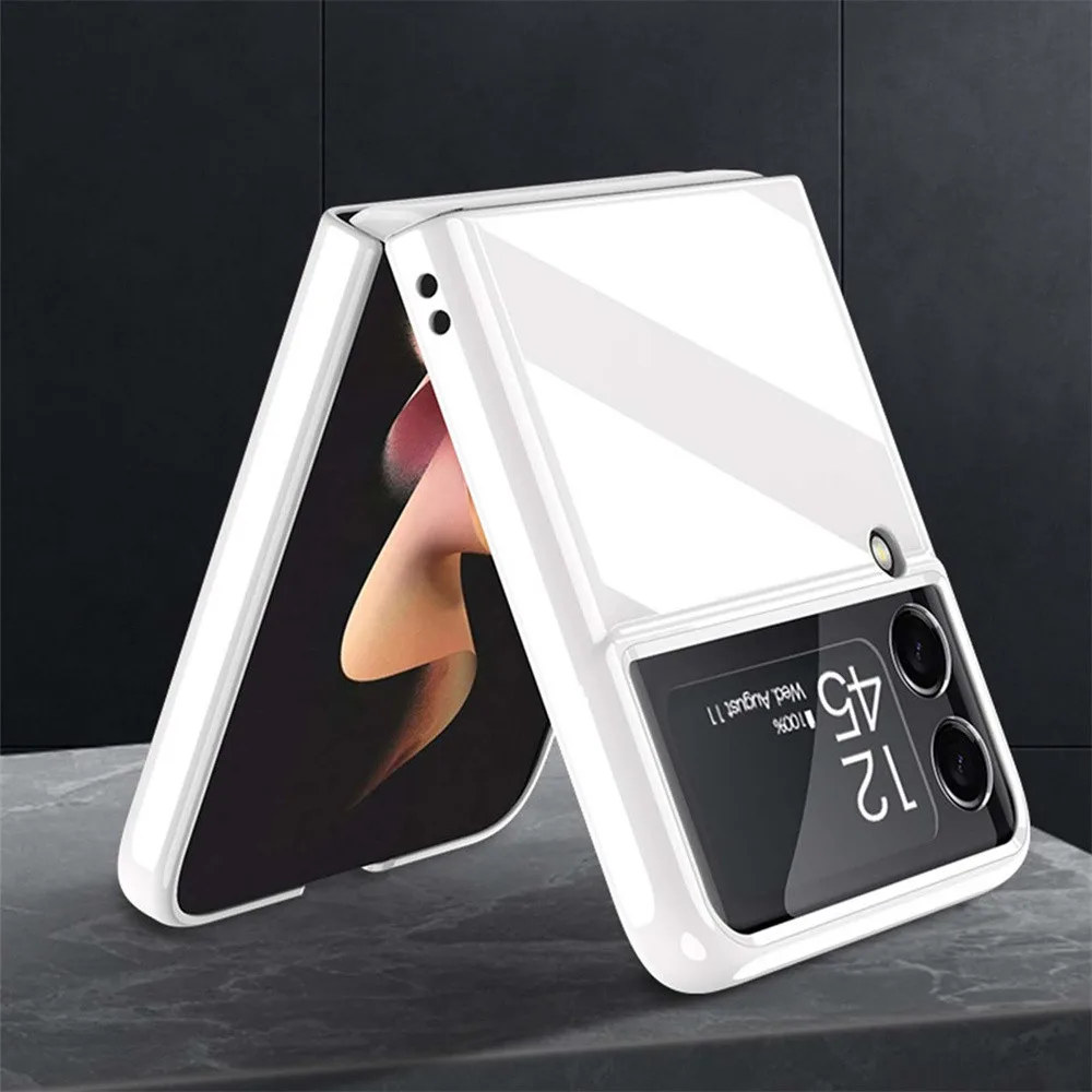 luxury pearl white phone case for samsung z flip 3 5g 4g chain cover ultra thin porcelain hard z flip 3 phone protector free global shipping