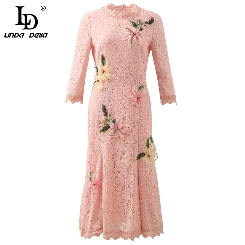 LD LINDA Делла модное подиумное осеннее винтажное платье женское элегантное с