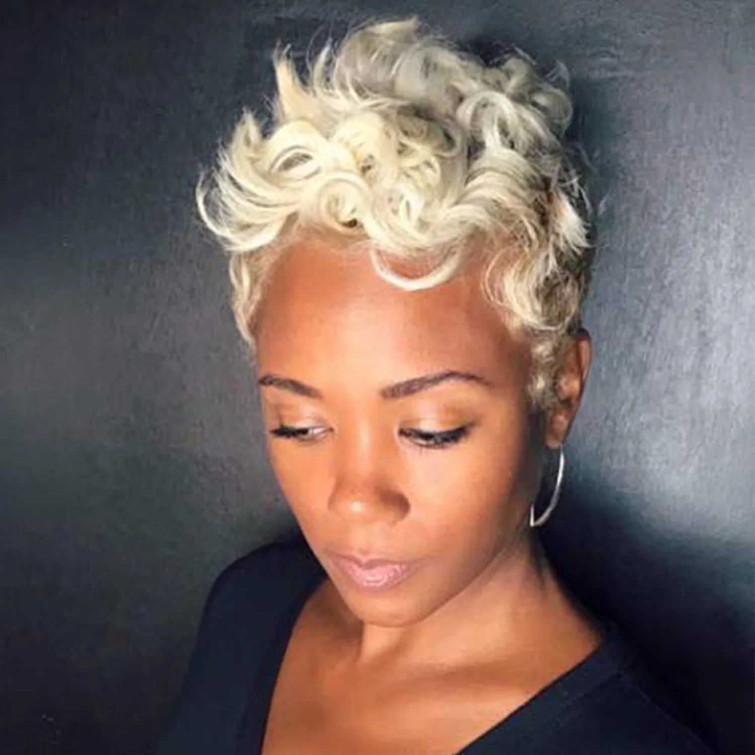 

Wigs for Women Short Curly Synthetic Natural Brown and Gold Hair Daily Use or Cosplay Heat Resistant Fiber