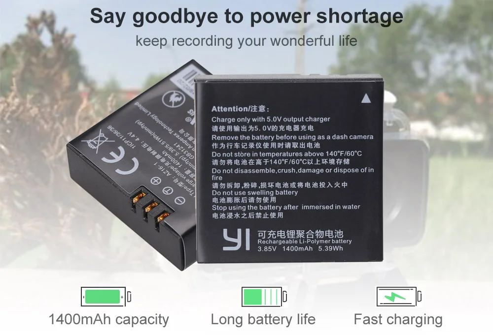 1400 мАч 3,85 В батарея AZ16-1+ светодиодный USB 3 слота зарядное устройство для Xiao mi Yi 2 4K батарея Xiao mi Yi Lite экшн-камеры