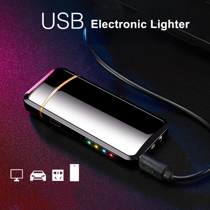 Светодиодная Электронная зажигалка с двойной дугой ветрозащитная беспламенная