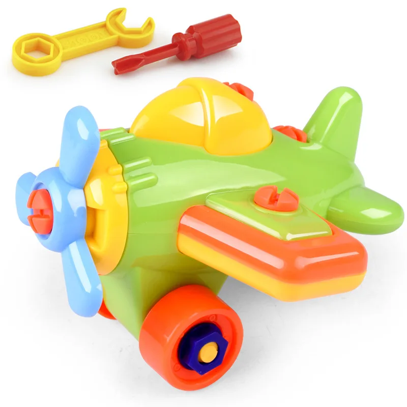 

Cute Cartoon Children Disassembly Assembly Model Screwing Blocks Toys Assemble Construction Airplane Trains Mode Toys For Kids
