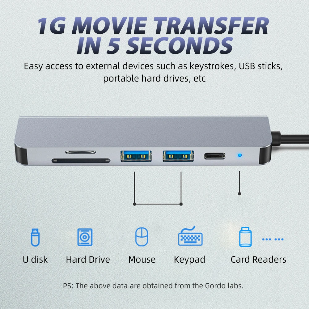 6 в 1 type c usb хаб usb3 0 otg адаптер 2 usb c hdmi совмест