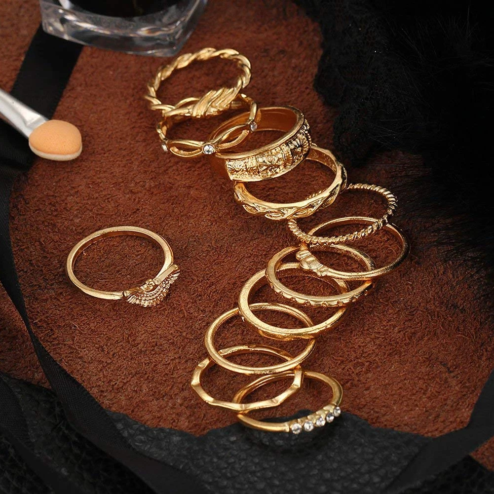 Набор женских колец 12 шт. Европейский Винтажный набор кольца на концах пальцев