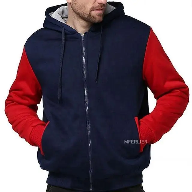 Мужская куртка большого размера 7XL 8XL 9XL 10XL осенне-зимняя толстовка с длинными рукавами на молнии, утепленная Флисовая теплая синяя и красная цвета matc - Цвет: picture color
