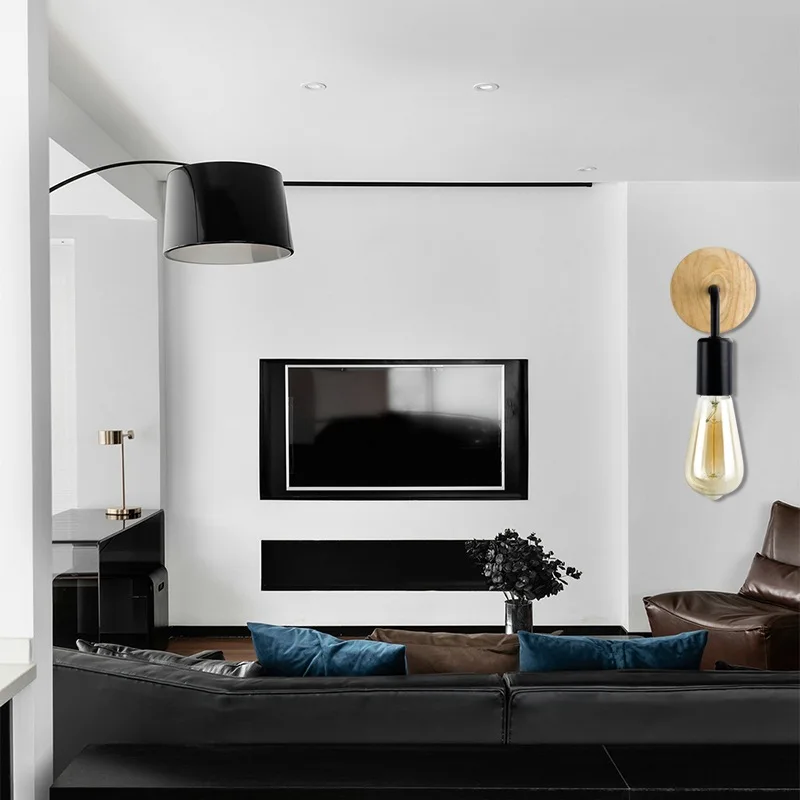 Винтажный Ретро деревянный настенный светильник скандинавский промышленный