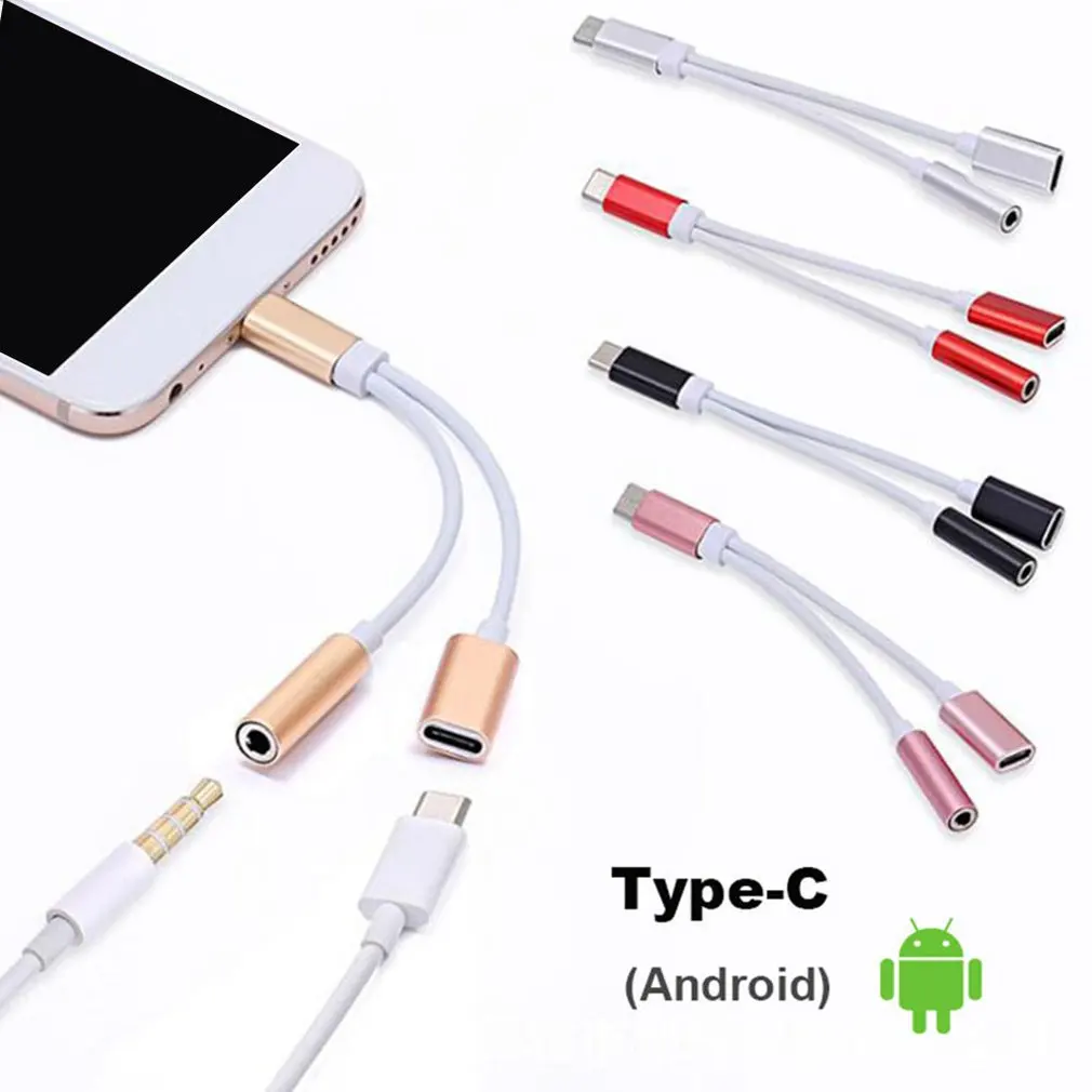 Type C к type 3 5 мм AUX разъем для зарядки аудио адаптер 2 в 1 сплиттер huawei P30 Pro Xiaomi Mi 8 6 5X