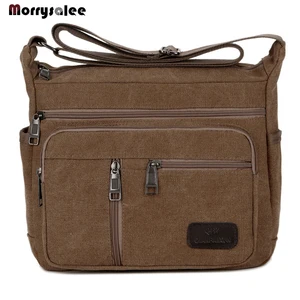 Сумка-Кроссбоди Мужская холщовая, однотонная, повседневная