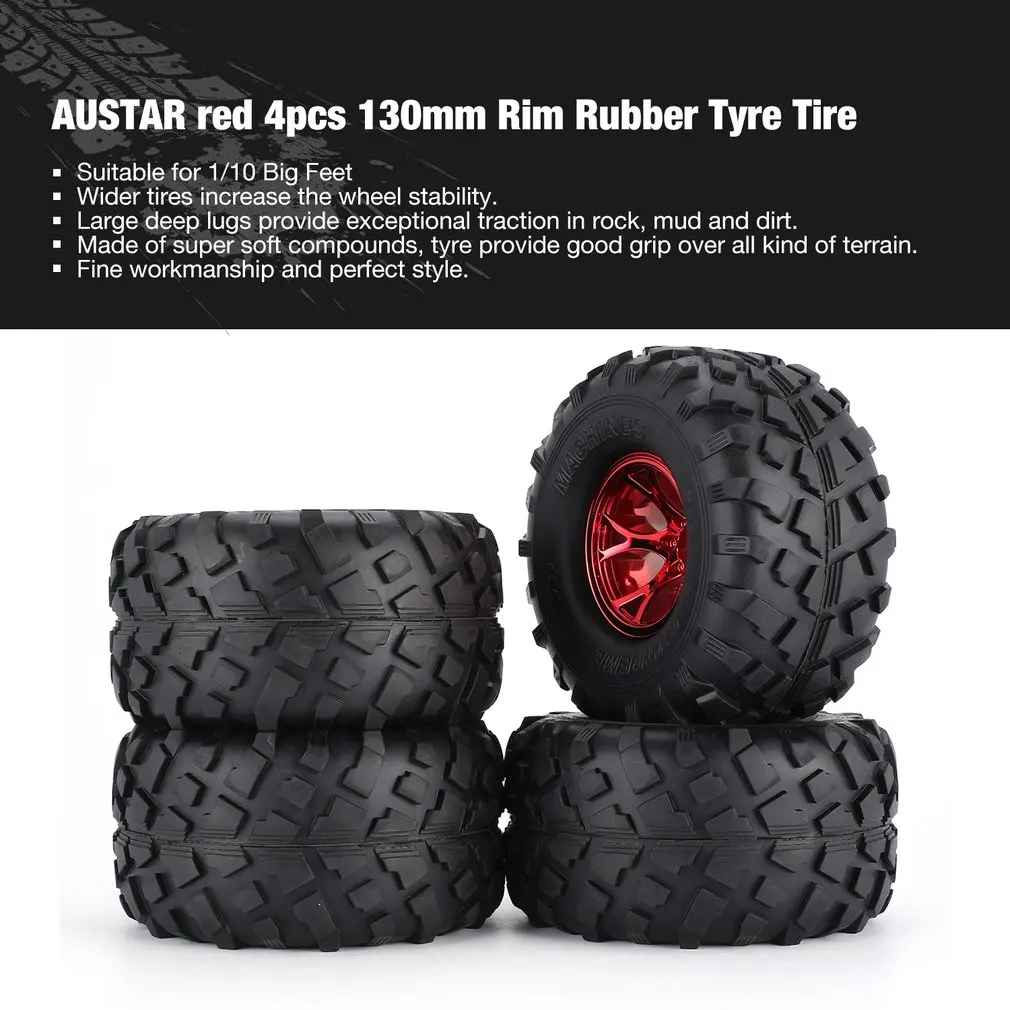 

AUSTAR 4 * колеса 1:10 AX-3003/4 130 мм шины для RC BigFeet AX-3002 RimRubber шины 125 мм пластик для BigfootMonster Truck HSP HPI