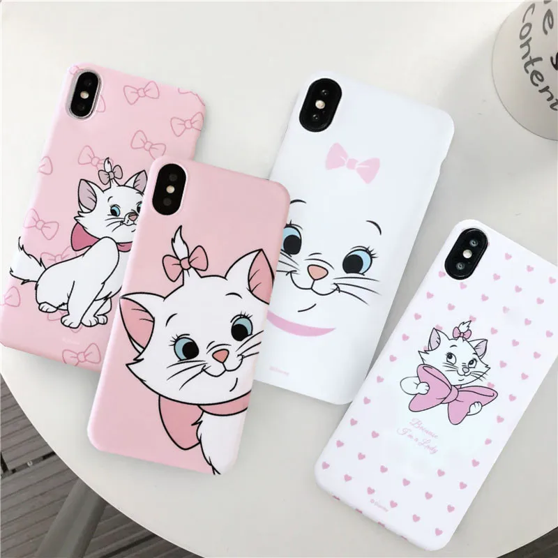 GYKZ мультяшный розовый Marie Cat чехол для телефона для iPhone XS MAX XR X 11 Pro 6 6s 7 8 Plus с животным принтом мягкая матовая задняя крышка Coque Capa