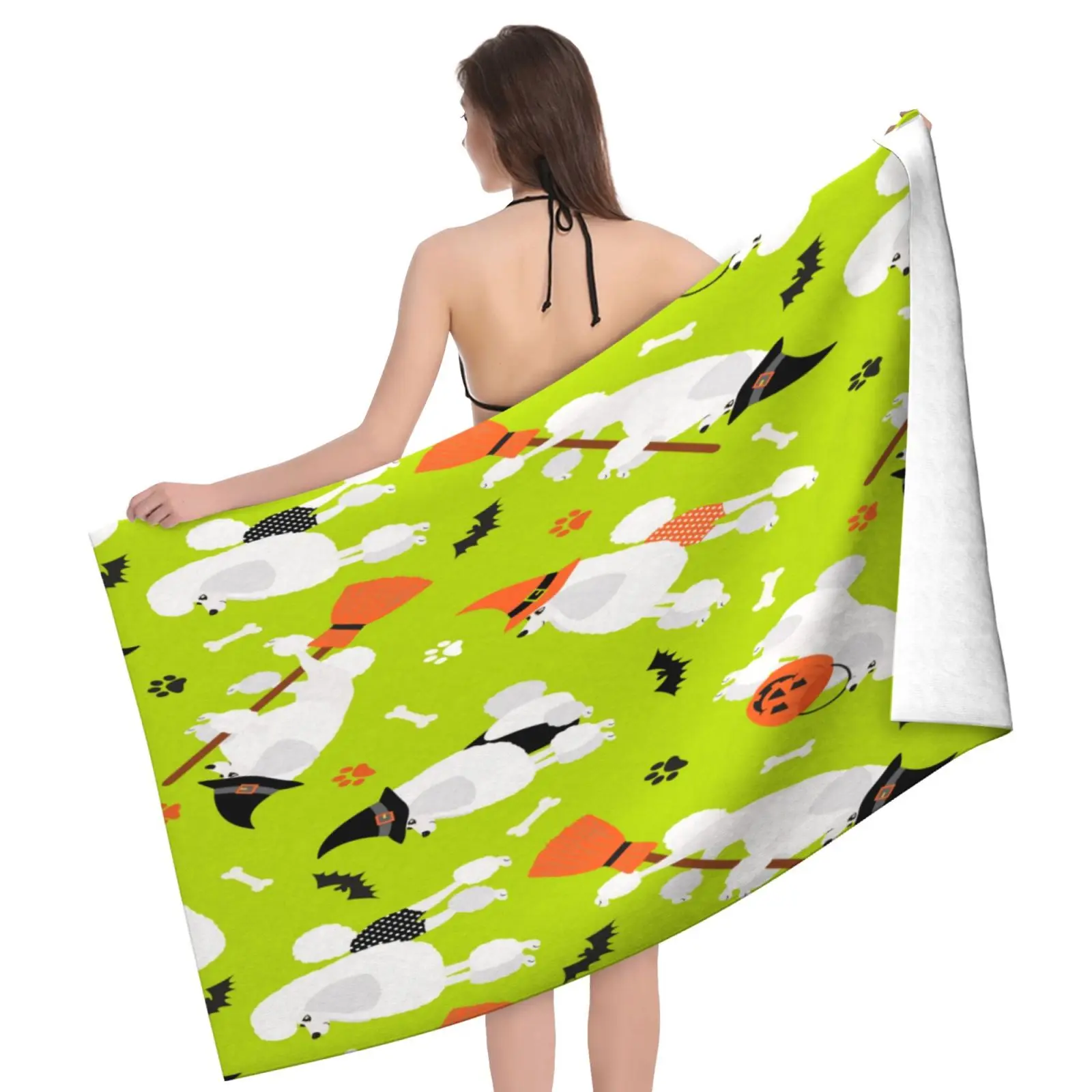 Halloween Poodles Pattern Beach Towel XL Bath Personalized Design Sand Cloud Luxury Towe Towels Bathroom | Дом и сад