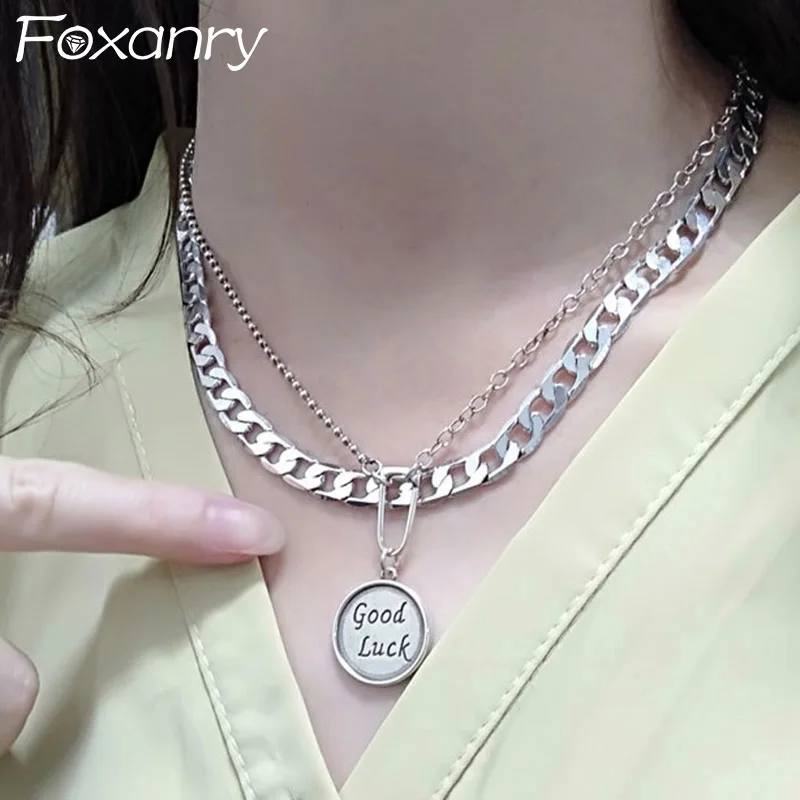 

Evimi 925 Silver Color Good Luck Necklace New Fashion Vintage Punk Clavicle Chain Thai Party Jewelry Gifts For Women