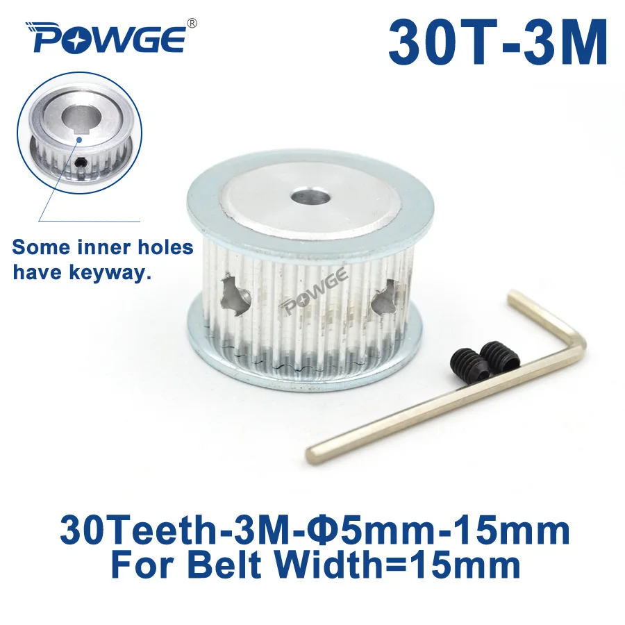 POWGE HTD 3M Timing Pulley 30 Teeth Bore 5/6/6.35/8/10/12/14/15mm for Width 15mm 3M Synchronous Belts HTD3M pulley 30T 30Teeth