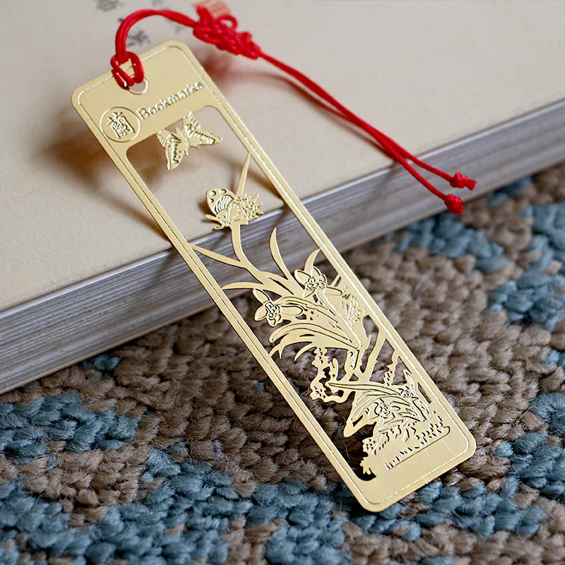 Творческие золотые Пустые Цветочные закладки винтажный китайский стиль слива