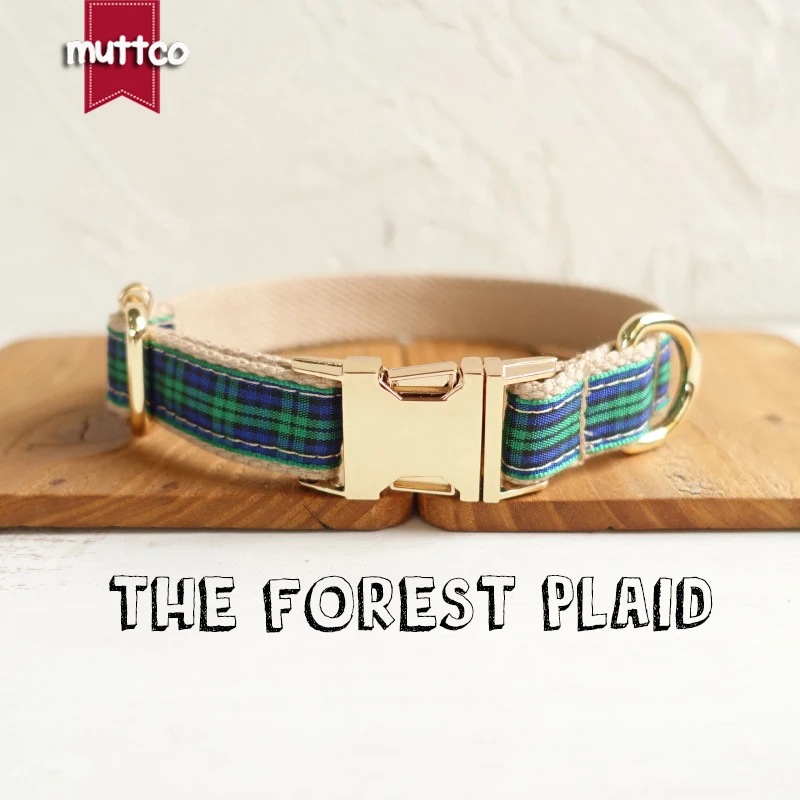 

MUTTCO retailing unique style collar THE FOREST PLAID cotton dog collar leash set 5 sizes UDC014J